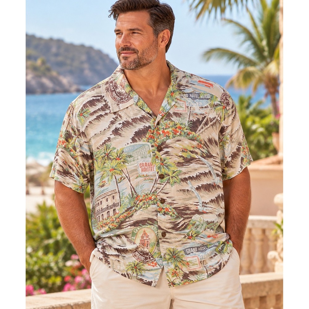Polo Ralph Lauren Grand Hotel Playa Paraiso Shirt 2XLT NWT Hawaiian Scenic